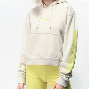 Vans Cream Hoodie with Neon Yellow Logo